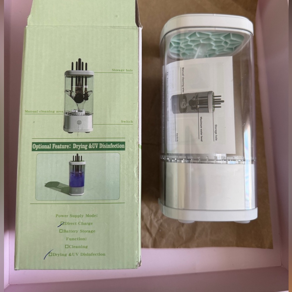 White makeup brush cleaner and UV disinfectant